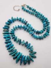 Vintage turquoise beaded necklace, 26" long