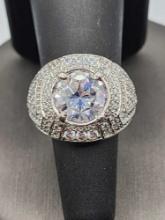 Amazing 5ct CZ & sterling silver designer ring, size 6