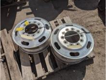 (2) Aluminum 10 lug 8.25 x 24.5 Truck wheels