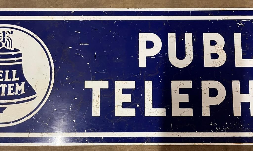 Vintage Bell System Public Telephone Painted Metal Sign
