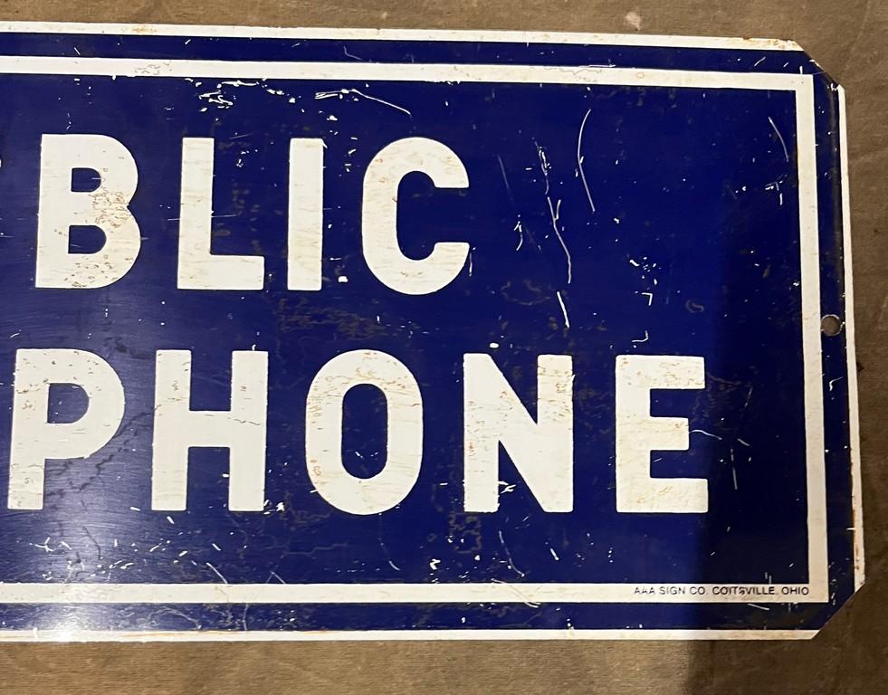 Vintage Bell System Public Telephone Painted Metal Sign