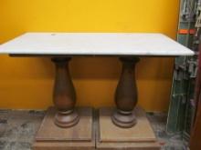 Made Up Table from (2) Pub Table Bases w/Marble Top