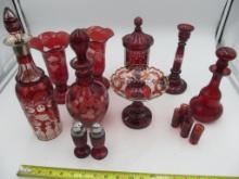 (9) + Piece Ruby/Bohemian Glass Group