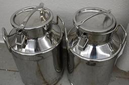 Two 12x12x21" Stainless Steel Milk Cans